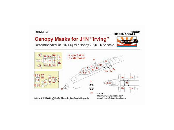 Canopy mask for J1N Irving (Fujimi)