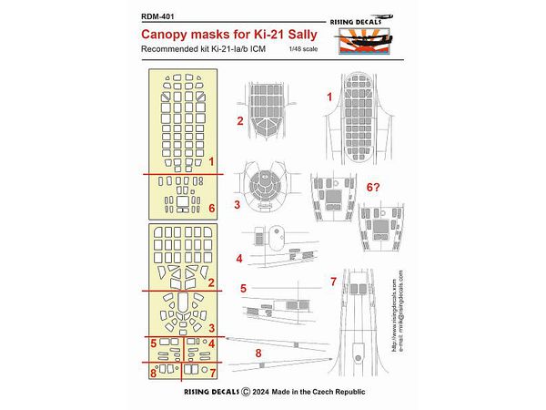 Canopy mask for Ki-21-I Sally (ICM)